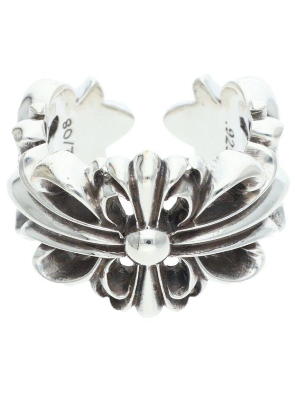 Chrome Hearts Dbl Flrl Double Floral Cross Silver Ring